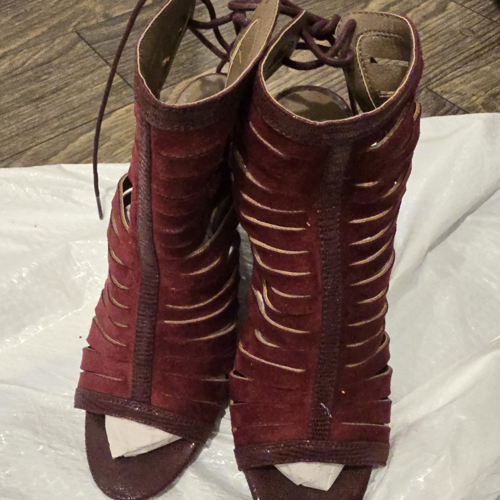 Rialto Burgundy Strappy Heels